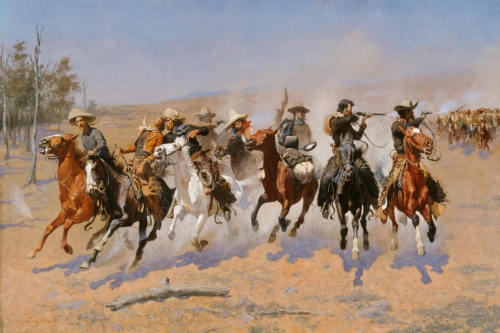 A Dash for the Timber By Frederic Remington Wall Art Poster Canvas Wall Art Picture Prints Hanging Photo Idea Decor