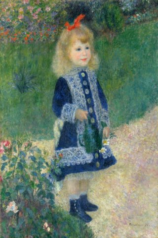 A Girl with a Watering Can By Pierre Auguste Renoir Wall Art Painting Prints Poster Canvas Picture Hanging Photo Gift Idea Home Decor