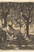 A Man Reading in a Garden By Honore Daumier Wall Art Painting Prints Poster Canvas Picture Hanging Photo Gift Idea Home Decor