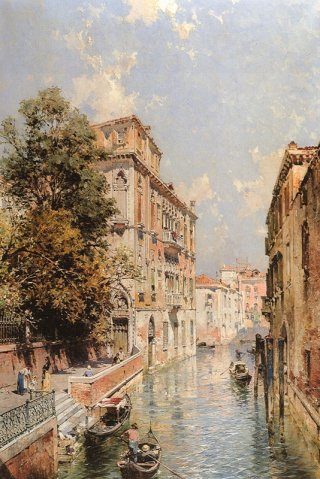 A View in Venice, Rio S Marina By Franz Richard Unterberger Wall Art Painting Prints Poster Canvas Picture Hanging Photo Gift Idea Home Decor
