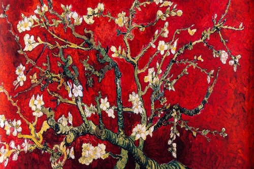 Almond Blossom on Red By Vincent van Gogh Wall Art Painting Prints Poster Canvas Picture Hanging Photo Gift Idea Home Decor