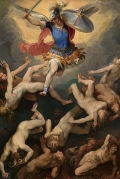 Archangel Michael and The Rebel Angels By Giuseppe Cesari Wall Art Painting Prints Poster Canvas Picture Hanging Photo Gift Idea Home Decor