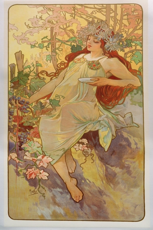 Autumn By Alphonse Mucha Wall Art Painting Prints Poster Canvas Picture Hanging Photo Gift Idea Home Decor