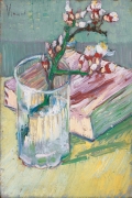 Blossoming Almond Branch in a Glass with a Book By Vincent van Gogh Wall Art Painting Prints Poster Canvas Picture Hanging Photo Gift Idea Home Decor