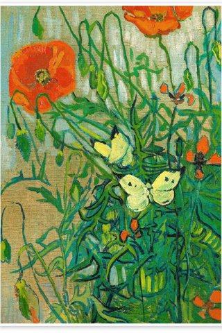 Butterflies and Poppies By Vincent van Gogh Wall Art Painting Prints Poster Canvas Picture Hanging Photo Gift Idea Home Decor