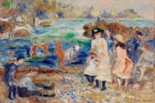 Children on the Seashore Guernsey By Pierre Auguste Renoir Wall Art Painting Prints Poster Canvas Picture Hanging Photo Gift Idea Home Decor