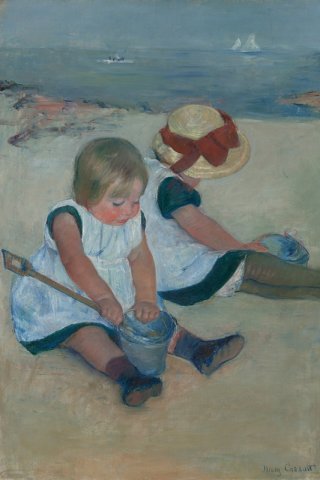 Children Playing on the Beach By Mary Cassatt Wall Art Painting Prints Poster Canvas Picture Hanging Photo Gift Idea Home Decor