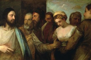 Christ And The Adulteress By Tiziano Vecellio Wall Art Painting Prints Poster Canvas Picture Hanging Photo Gift Idea Home Decor