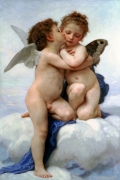 Cupid and Psyche as Children The First Kiss By William Adolphe Bouguereau Wall Art Painting Prints Poster Canvas Picture Hanging Photo Gift Idea Home Decor