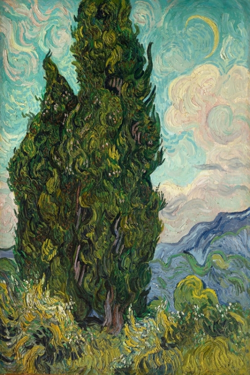Cypresses By Vincent van Gogh Wall Art Painting Prints Poster Canvas Picture Hanging Photo Gift Idea Home Decor