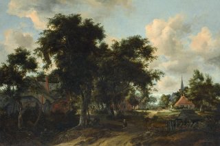 Entrance to a Village By Meindert Hobbema Wall Art Painting Prints Poster Canvas Picture Hanging Photo Gift Idea Home Decor