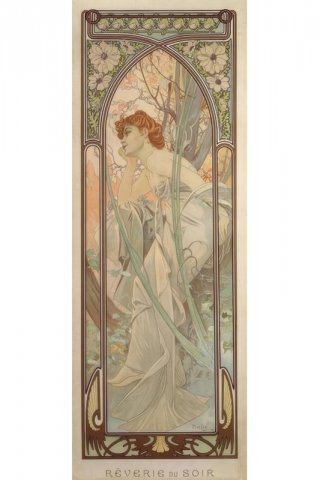 Evening Reverie Reverie Du Soir By Alphonse Maria Mucha Wall Art Painting Prints Poster Canvas Picture Hanging Photo Gift Idea Home Decor