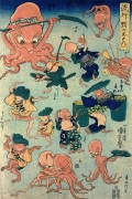 Fashionable Octopus Games By Utagawa Kuniyoshi Wall Art Painting Prints Poster Canvas Picture Hanging Photo Gift Idea Home Decor