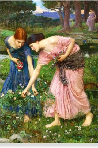 Gather Ye Rosebuds While Ye May By John William Waterhouse Wall Art Painting Prints Poster Canvas Picture Hanging Photo Gift Idea Home Decor