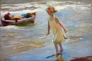 Girl on The Beach By Joaquin Sorolla Wall Art Painting Prints Poster Canvas Picture Hanging Photo Gift Idea Home Decor