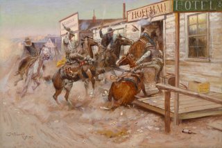In Without Knocking By Charles Marion Russell Wall Art Painting Prints Poster Canvas Picture Hanging Photo Gift Idea Home Decor