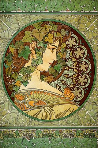 Ivy By Alphonse Mucha Wall Art Painting Prints Poster Canvas Picture Hanging Photo Gift Idea Home Decor