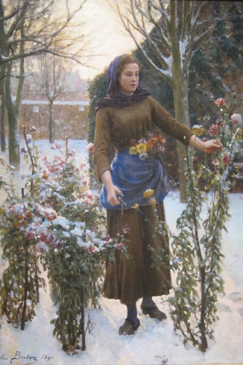 Last Flowers By Jules Breton Wall Art Painting Prints Poster Canvas Picture Hanging Photo Gift Idea Home Decor