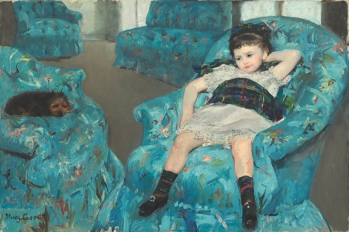 Little Girl in a Blue Armchair By Mary Cassatt Wall Art Painting Prints Poster Canvas Picture Hanging Photo Gift Idea Home Decor