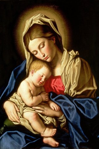 Madonna and Child By Il Sassoferrato Wall Art Painting Prints Poster Canvas Picture Hanging Photo Gift Idea Home Decor