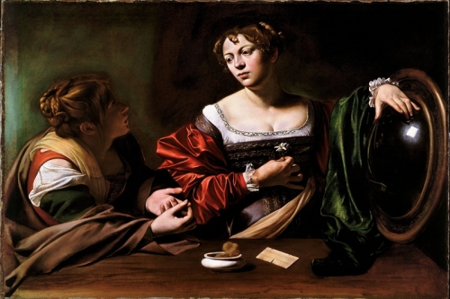 Martha and Mary Magdalene By Michelangelo Merisi da Caravaggio Wall Art Painting Prints Poster Canvas Picture Hanging Photo Gift Idea Home Decor