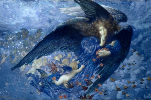 Night with her Train of Stars By Edward Robert Hughes Wall Art Painting Prints Poster Canvas Picture Hanging Photo Gift Idea Home Decor