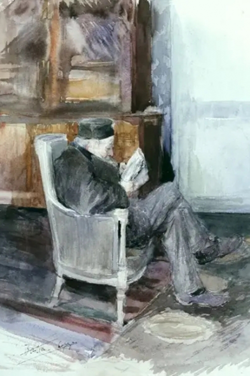 Old Man Sitting in an Armchair By Jules Bastien Lepage Wall Art Painting Prints Poster Canvas Picture Hanging Photo Gift Idea Home Decor