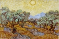 Olive Trees with Yellow Sky and Sun The Olive Orchard By Vincent van Gogh Wall Art Painting Prints Poster Canvas Picture Hanging Photo Gift Idea Home Decor