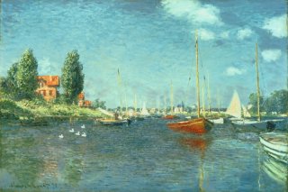Red Boats Argenteuil By Claude Monet Wall Art Painting Prints Poster Canvas Picture Hanging Photo Gift Idea Home Decor