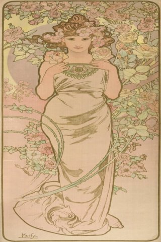 Rose By Alphonse Mucha Wall Art Painting Prints Poster Canvas Picture Hanging Photo Gift Idea Home Decor