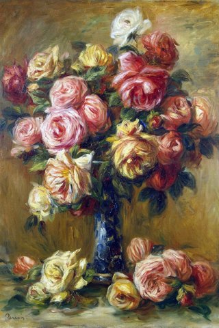 Roses in a Vase By Pierre Auguste Renoir Wall Art Painting Prints Poster Canvas Picture Hanging Photo Gift Idea Home Decor