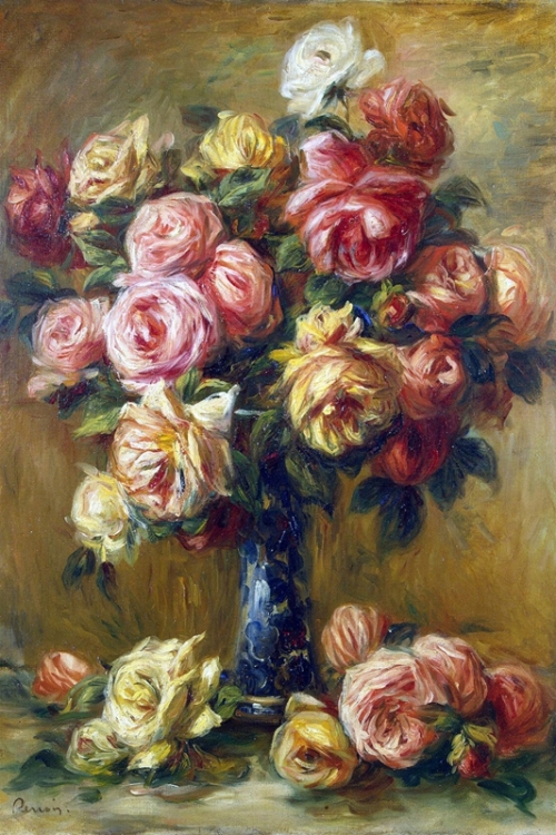 Roses in a Vase By Pierre Auguste Renoir Wall Art Painting Prints Poster Canvas Picture Hanging Photo Gift Idea Home Decor