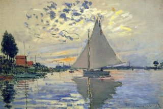 Sailboat at Le Petit Gennevilliers By Claude Monet Wall Art Painting Prints Poster Canvas Picture Hanging Photo Gift Idea Home Decor