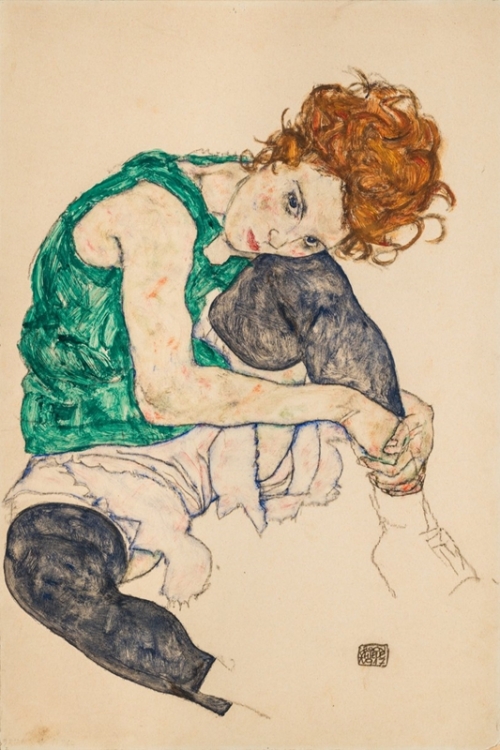 Seated Woman with Bent Knees By Egon Schiele Wall Art Painting Prints Poster Canvas Picture Hanging Photo Gift Idea Home Decor