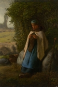 Shepherdess Seated On A Rock By Jean Francois Millet Wall Art Painting Prints Poster Canvas Picture Hanging Photo Gift Idea Home Decor