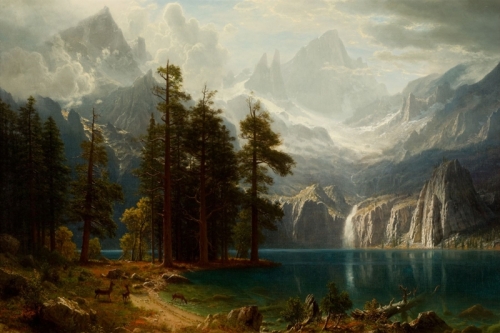 Sierra Nevada in California By Albert Bierstadt Wall Art Painting Prints Poster Canvas Picture Hanging Photo Gift Idea Home Decor