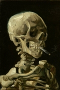 Skull of a Skeleton with Burning Cigarette By Vincent van Gogh Wall Art Painting Prints Poster Canvas Picture Hanging Photo Gift Idea Home Decor