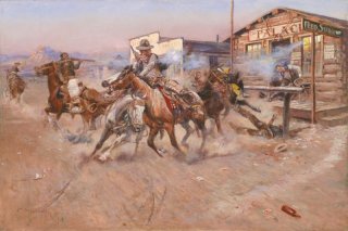Smoke of a 45 Cowboys Wild West By Charles Marion Russell Wall Art Painting Prints Poster Canvas Picture Hanging Photo Gift Idea Home Decor