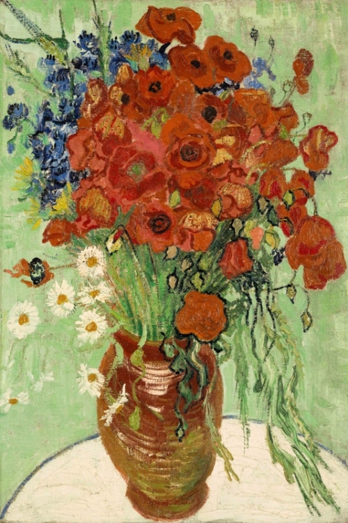 Still Life Vase with Daisies and Poppies By Vincent van Gogh Wall Art Painting Prints Poster Canvas Picture Hanging Photo Gift Idea Home Decor