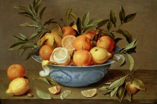 Still Life with Oranges and Lemons in a Wan Li Porcelain Dish By Jacob van Hulsdonck