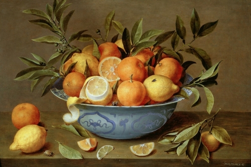 Still Life with Oranges and Lemons in a Wan Li Porcelain Dish By Jacob van Hulsdonck