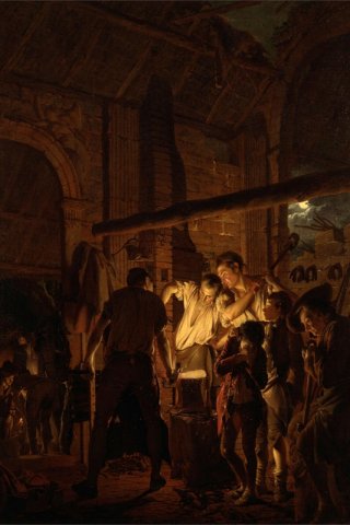 The Blacksmith Shop By Joseph Wright of Derby Wall Art Painting Prints Poster Canvas Picture Hanging Photo Gift Idea Home Decor