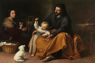 The Holy Family with a Little Bird By Bartolome Esteban Murillo Wall Art Painting Prints Poster Canvas Picture Hanging Photo Gift Idea Home Decor