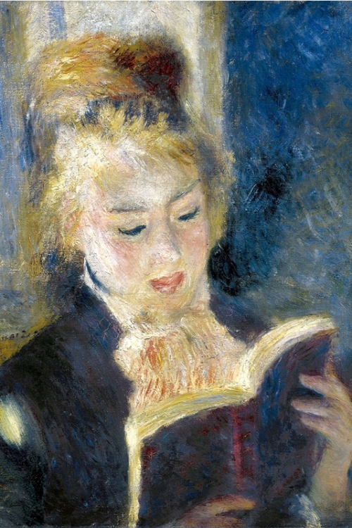 The Reader Young Woman Reading a Book By Pierre Auguste Renoir Wall Art Painting Prints Poster Canvas Picture Hanging Photo Gift Idea Home Decor