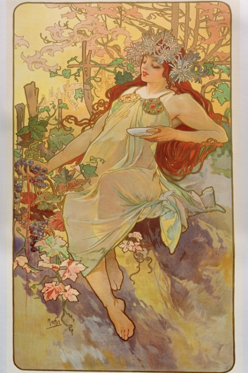 The Seasons Autumn By Alphonse Maria Mucha Wall Art Painting Prints Poster Canvas Picture Hanging Photo Gift Idea Home Decor