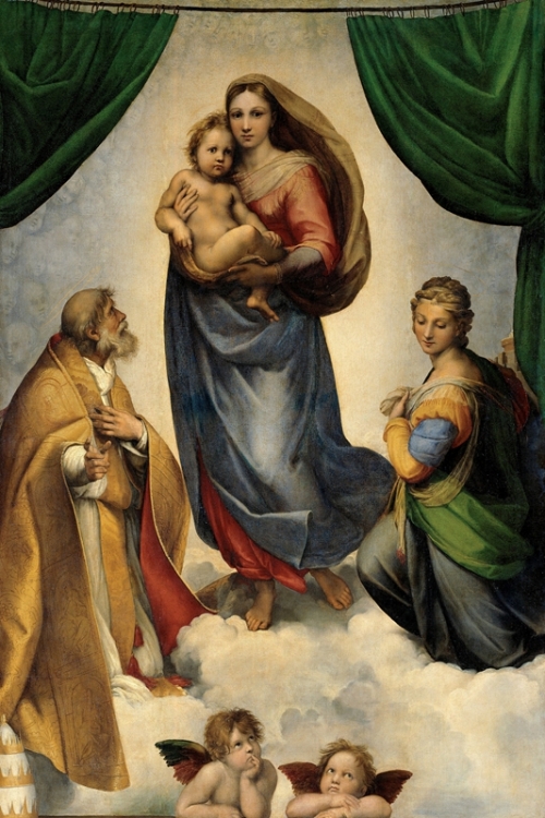The Sistine Madonna Madonna di San Sisto By Raffaello Sanzio Wall Art Painting Prints Poster Canvas Picture Hanging Photo Gift Idea Home Decor