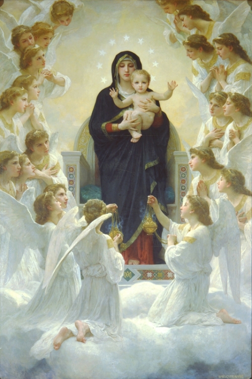 The Virgin with Angels By William Adolphe Bouguereau Wall Art Painting Prints Poster Canvas Picture Hanging Photo Gift Idea Home Decor