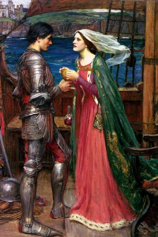 Tristan and Isolde with the Potion By John William Waterhouse Wall Art Painting Prints Poster Canvas Picture Hanging Photo Gift Idea Home Decor