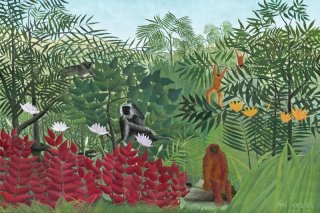 Tropical Forest with Monkeys By Henri Rousseau Wall Art Painting Prints Poster Canvas Picture Hanging Photo Gift Idea Home Decor