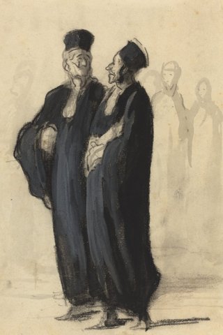 Two Lawyers Conversing By Honore Daumier Wall Art Painting Prints Poster Canvas Picture Hanging Photo Gift Idea Home Decor